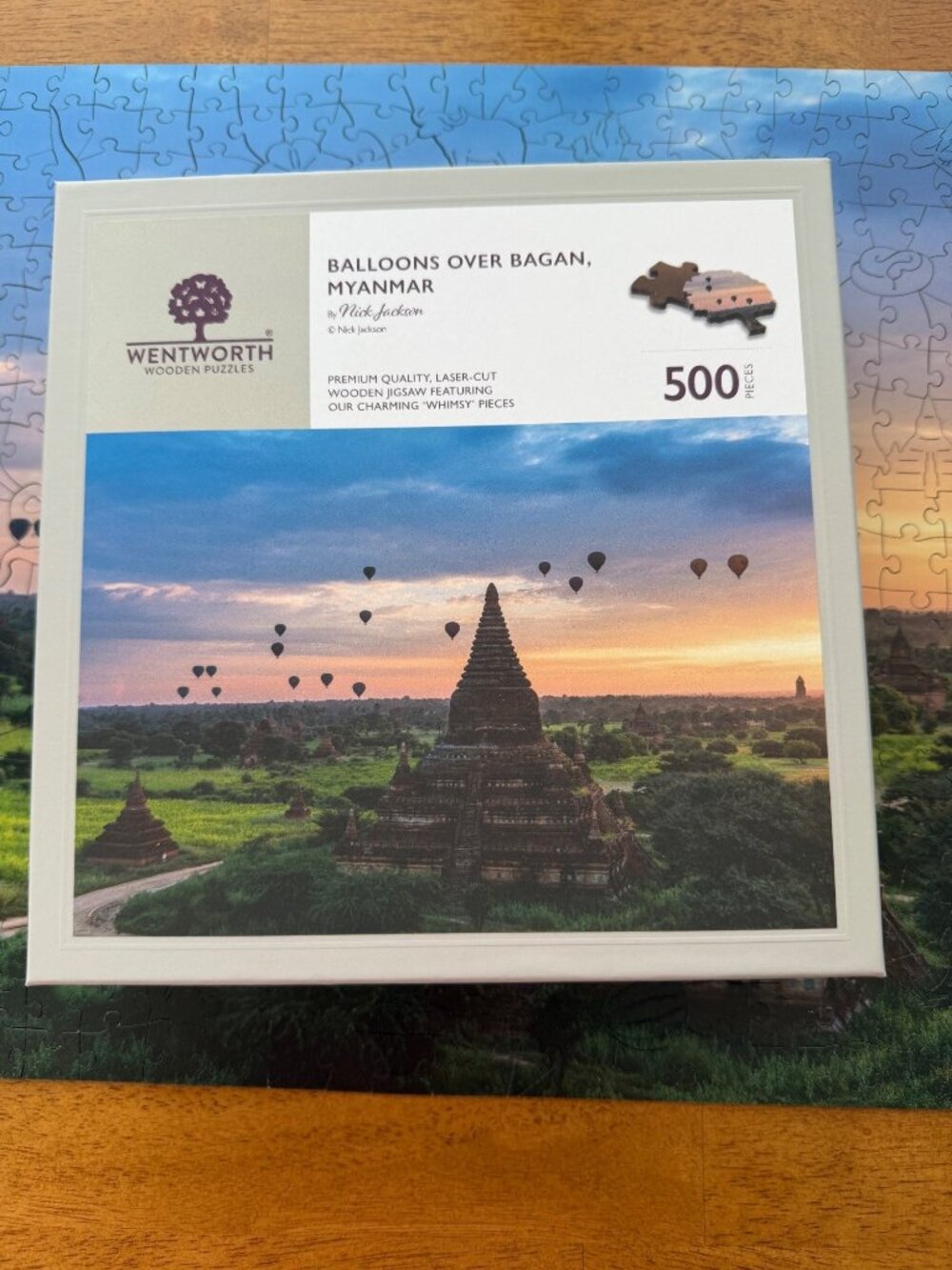 Wentworth Wooden Jigsaw Puzzle 500 Pieces Balloons Over Bagan, Myanmar